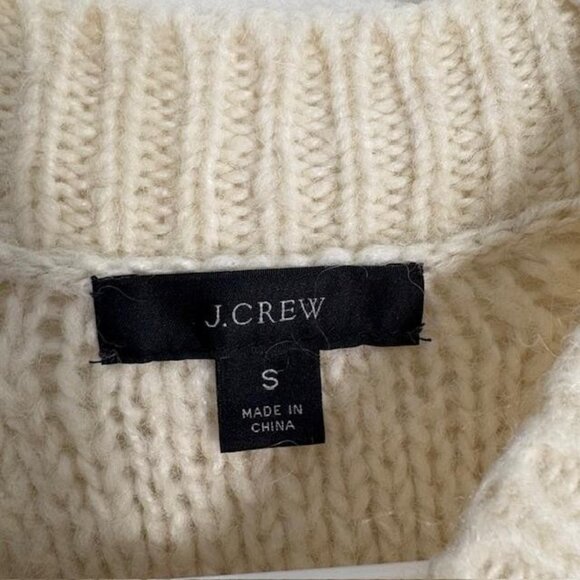 J Crew Sweater Womens Small White Alpaca Wool Blend Chunky Cable Knit Pullover - Picture 3 of 7